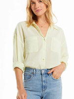 Z SUPPLY LALO GAUZE BUTTON UP TOP VINTAGE LIME M