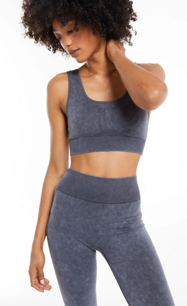 Z SUPPLY WORK IT OUT SEAMLESS BRA WASHED BLK M