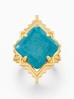 CASS COCKTIAL RING GOLD TEAL 7
