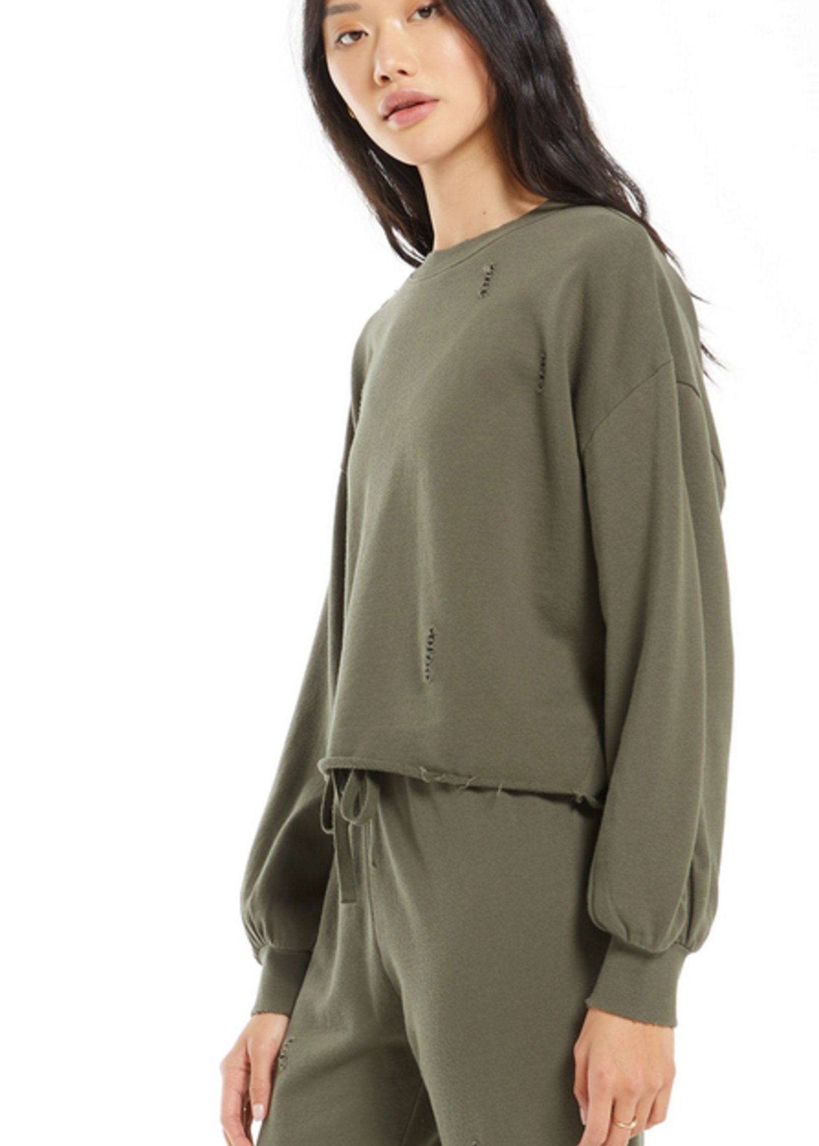 Z SUPPLY ALLIE DISTRESSED SWEATSHIRT