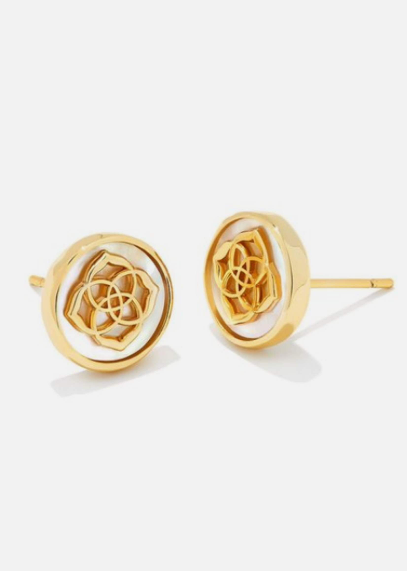 STAMPED DIRA STUD EARRING GOLD IVORY MOTHER OF PEARL