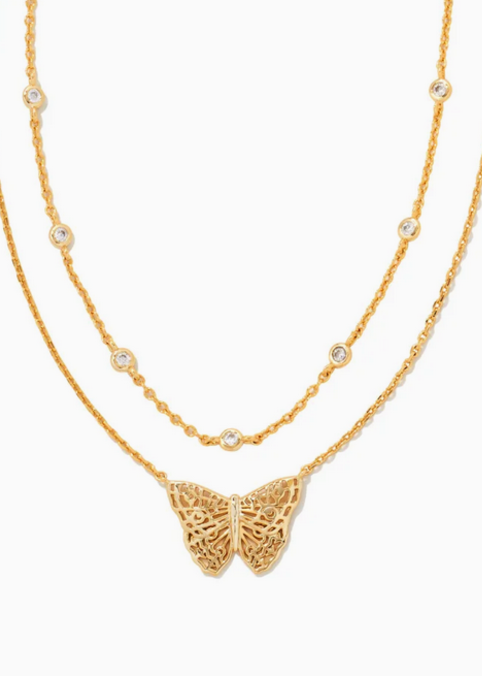 HADLEY BUTTERFLY MULTI STRAND NECKLACE GOLD