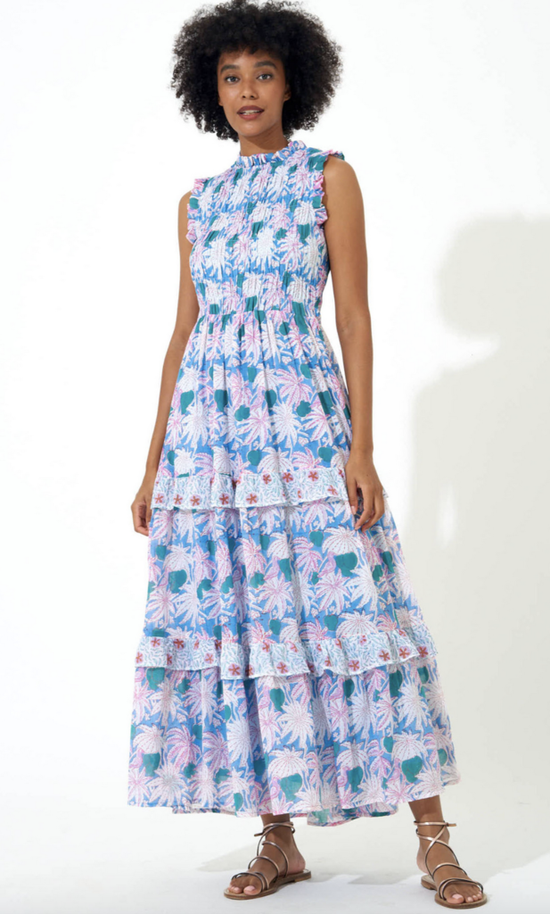 OLIPHANT S/L SMOCKED MAXI DRESS