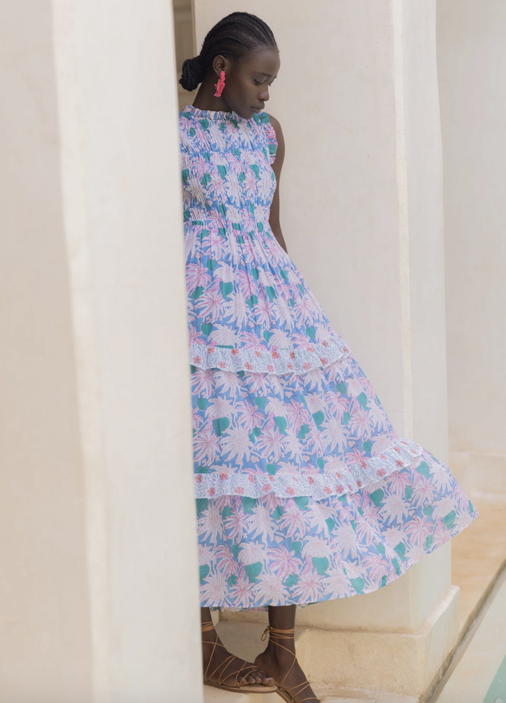 OLIPHANT S/L SMOCKED MAXI DRESS