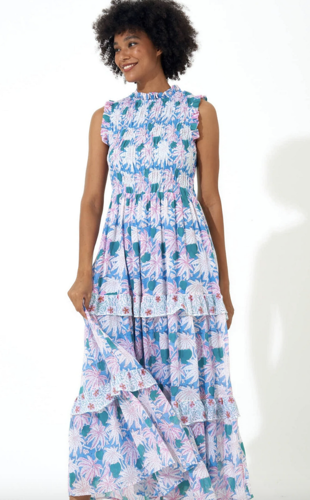 OLIPHANT S/L SMOCKED MAXI DRESS