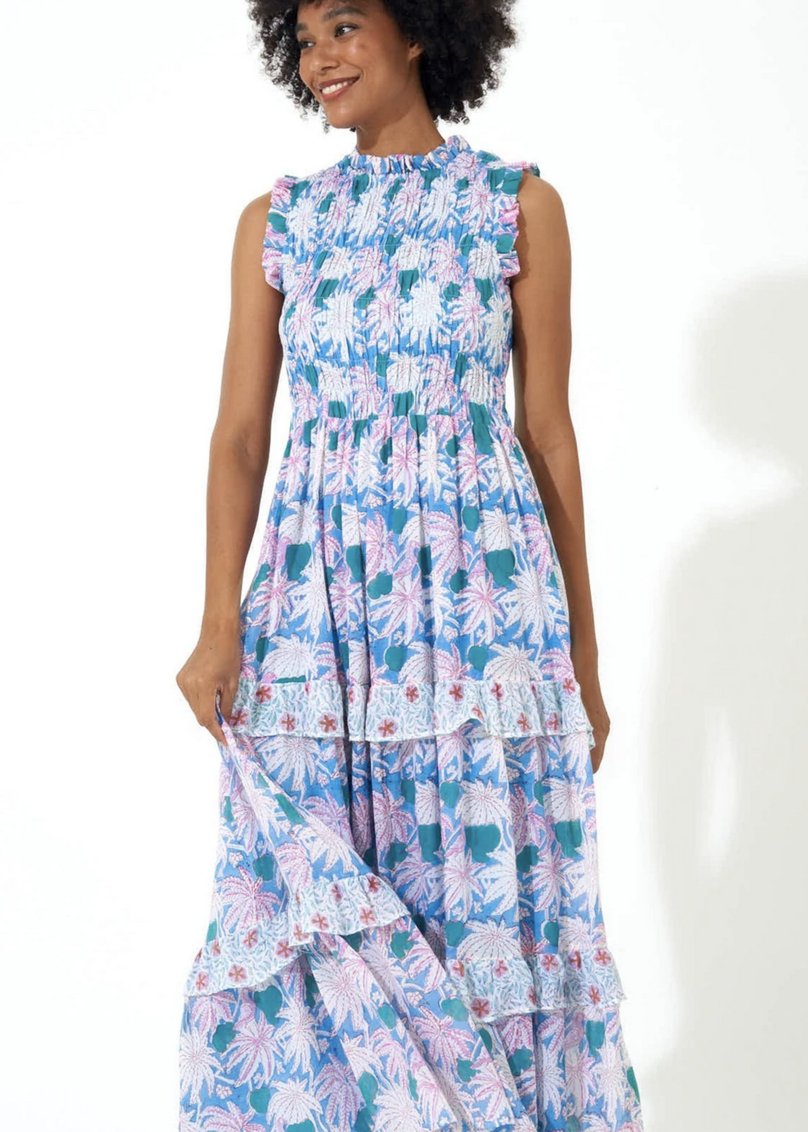 OLIPHANT S/L SMOCKED MAXI DRESS