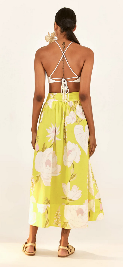 FARM RIO YELLOW NEON GARDEN MAXI SKIRT
