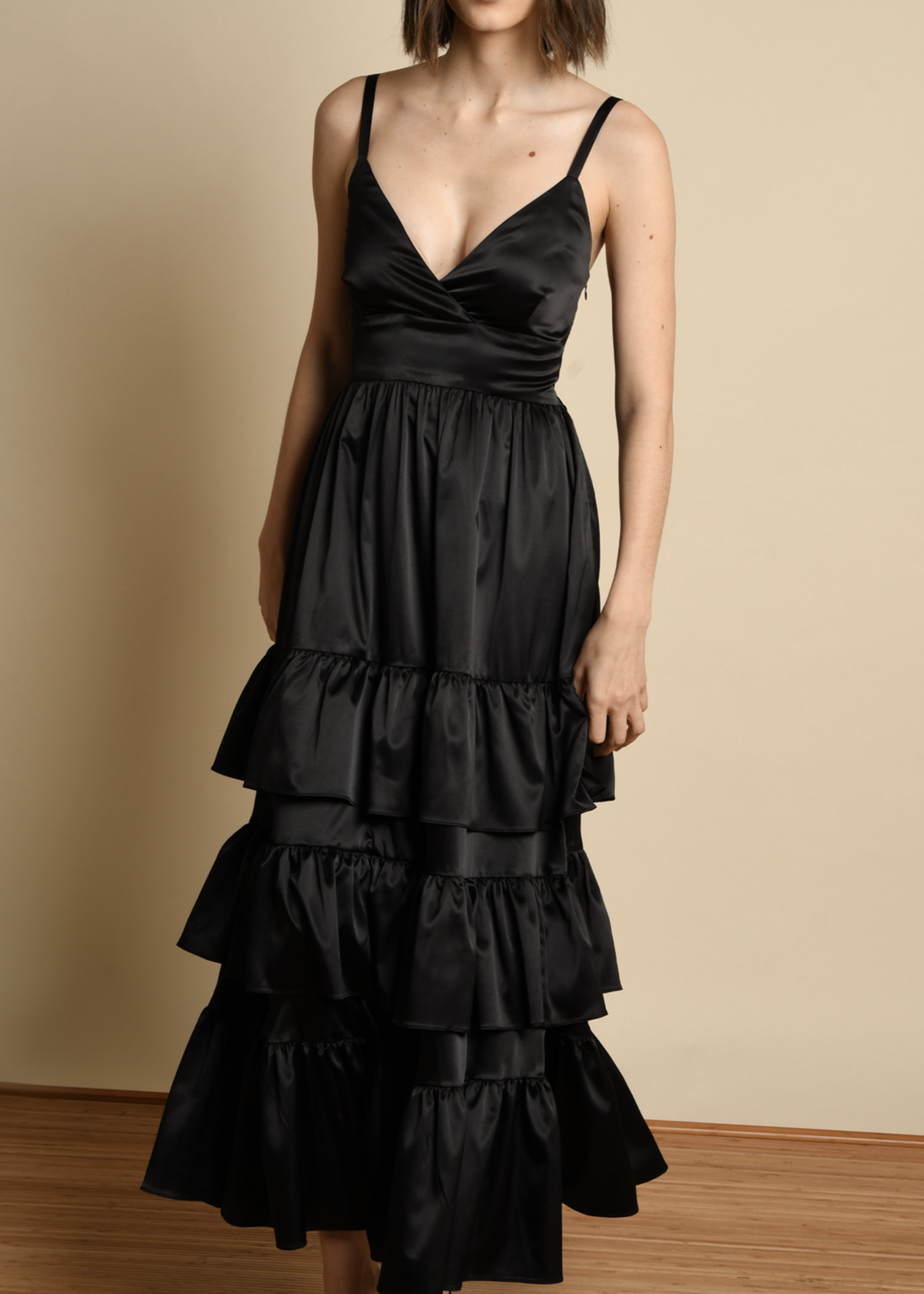 LIVIA RUFFLE TIE BACK GOWN