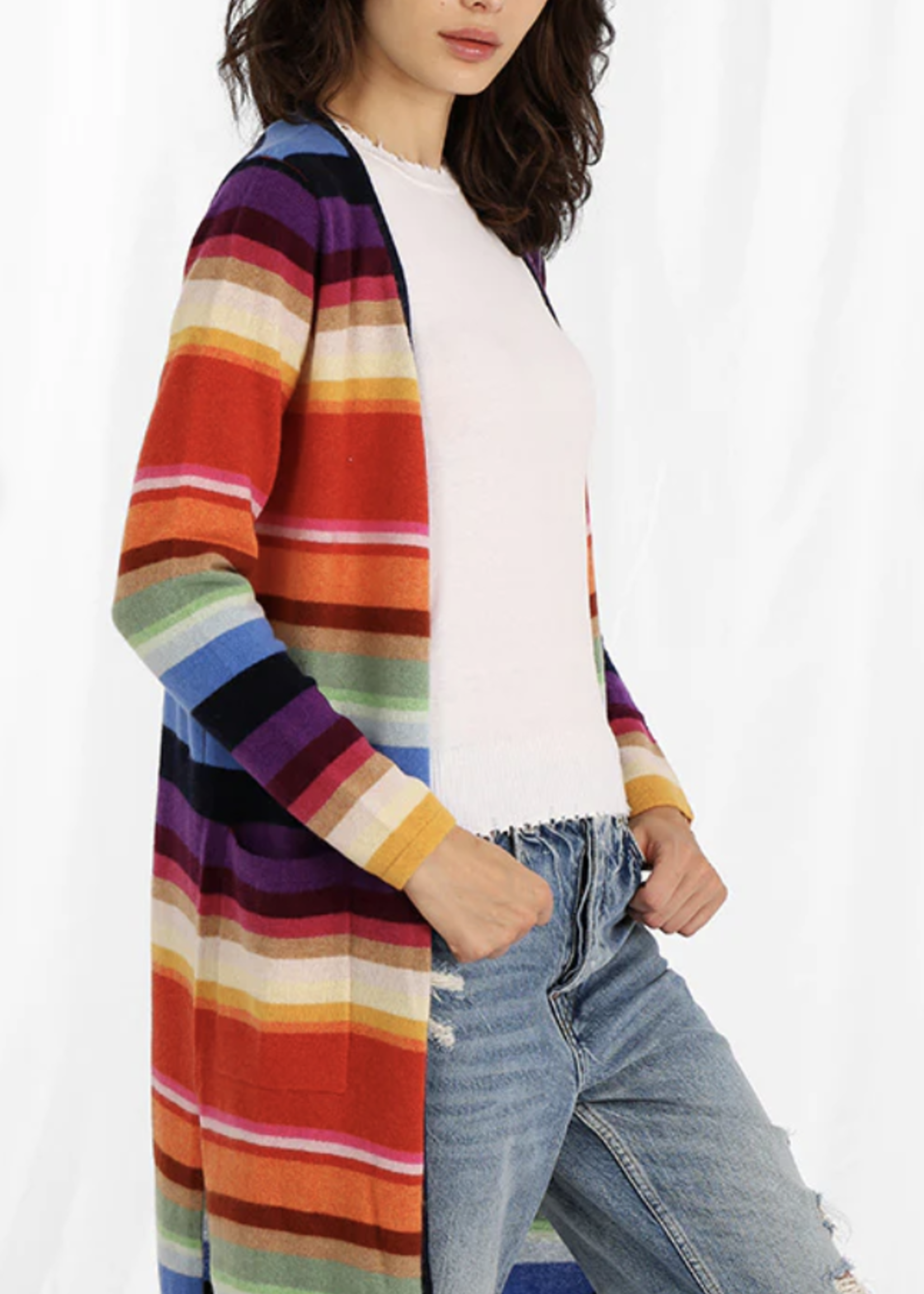 MINNIEROSE CASHMERE STRIPED DUSTER