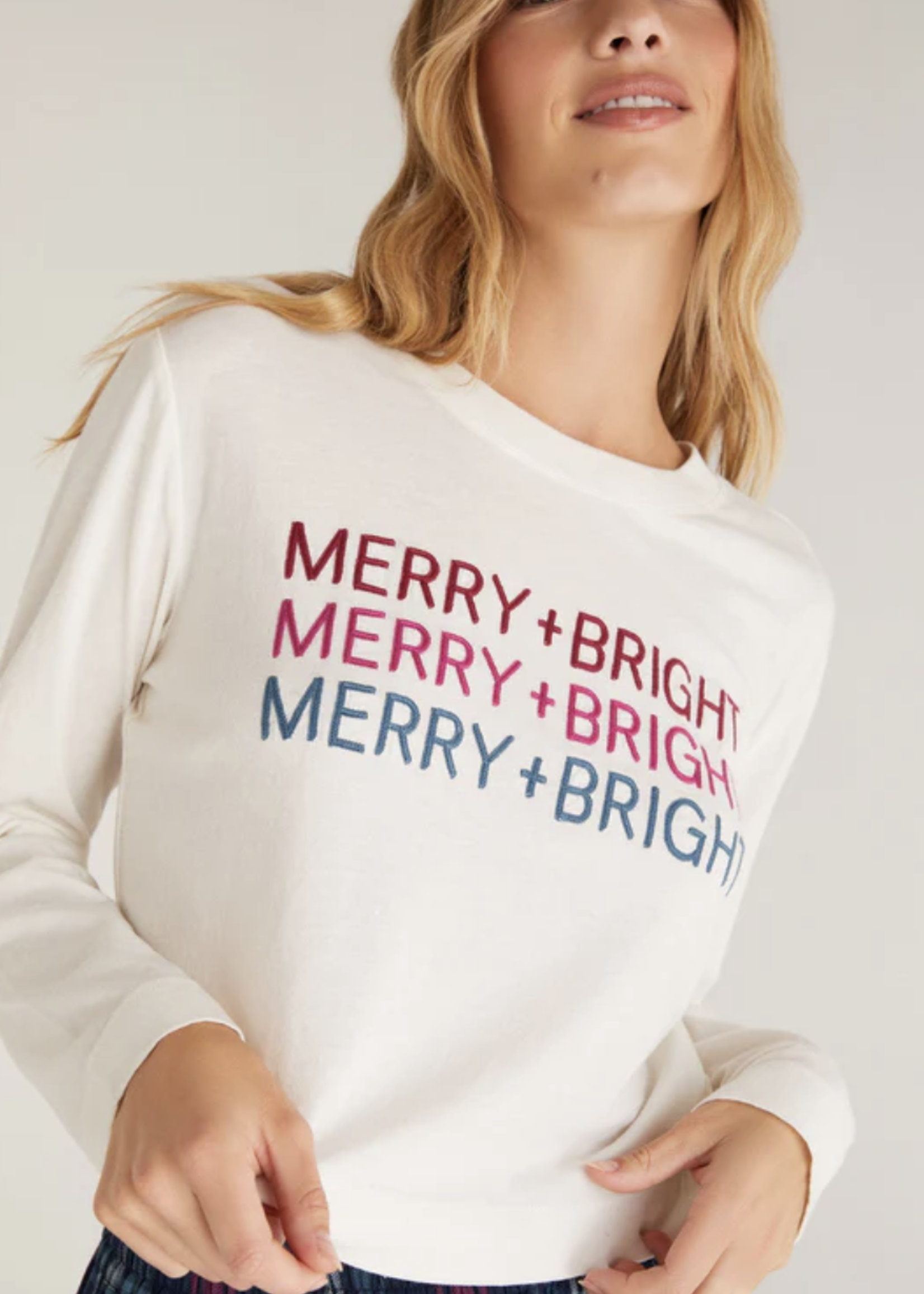 Z SUPPLY LOUNGE MERRY & BRIGHT L/S TEE