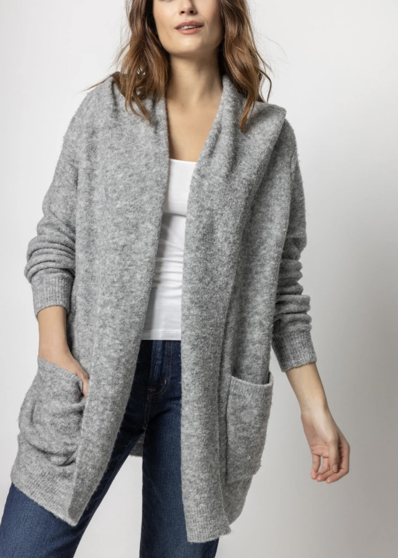 HOODED DUSTER SWEATER
