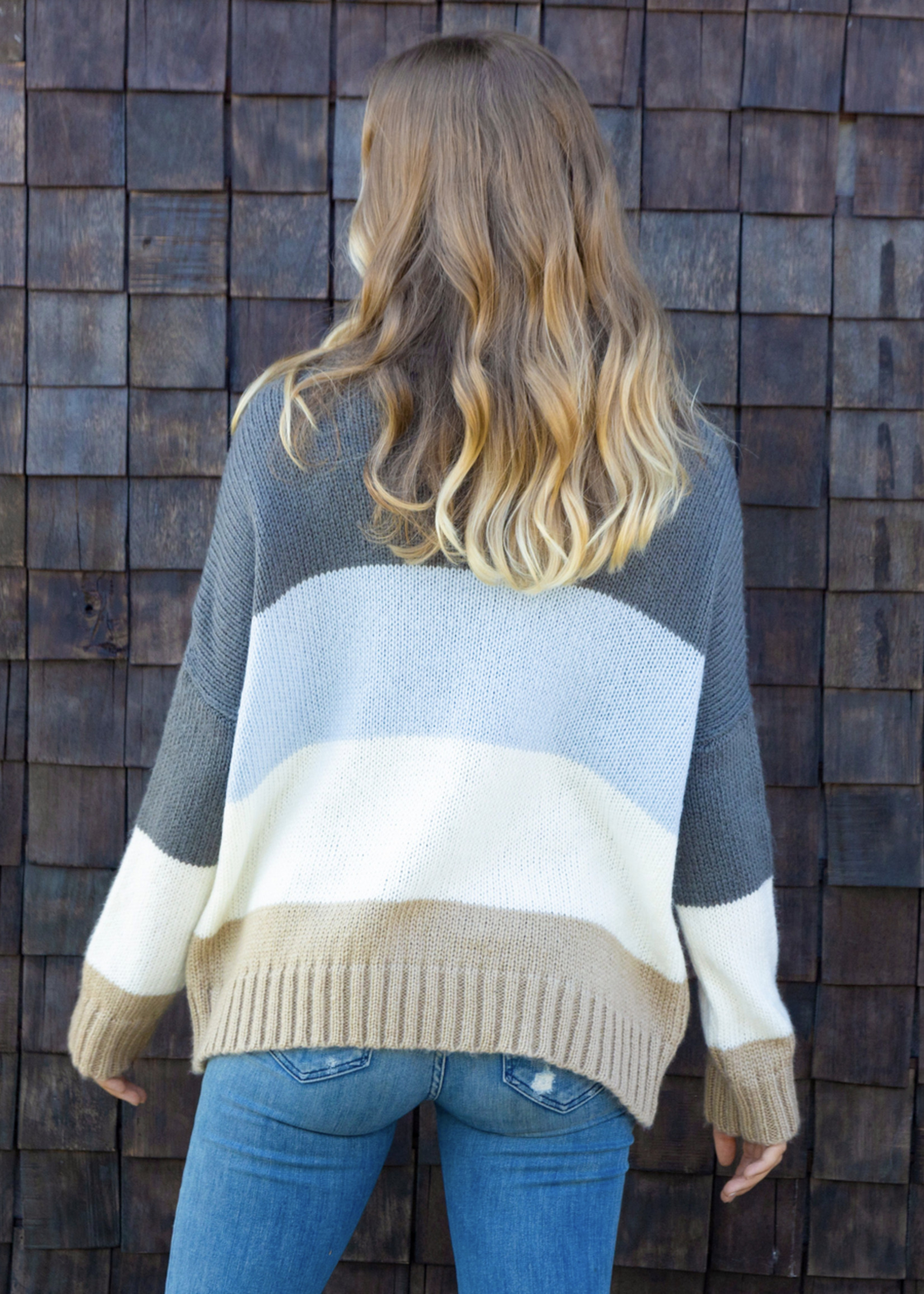 WOODEN SHIPS COLORBLOCK T NECK SWEATER