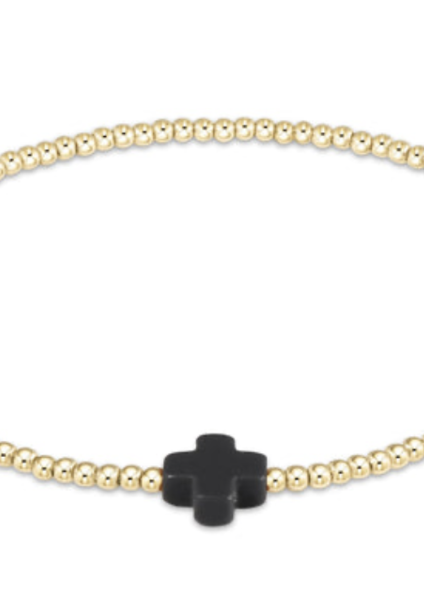 SIGNATURE CROSS GOLD PATTERN 2MM BEAD BRACELET