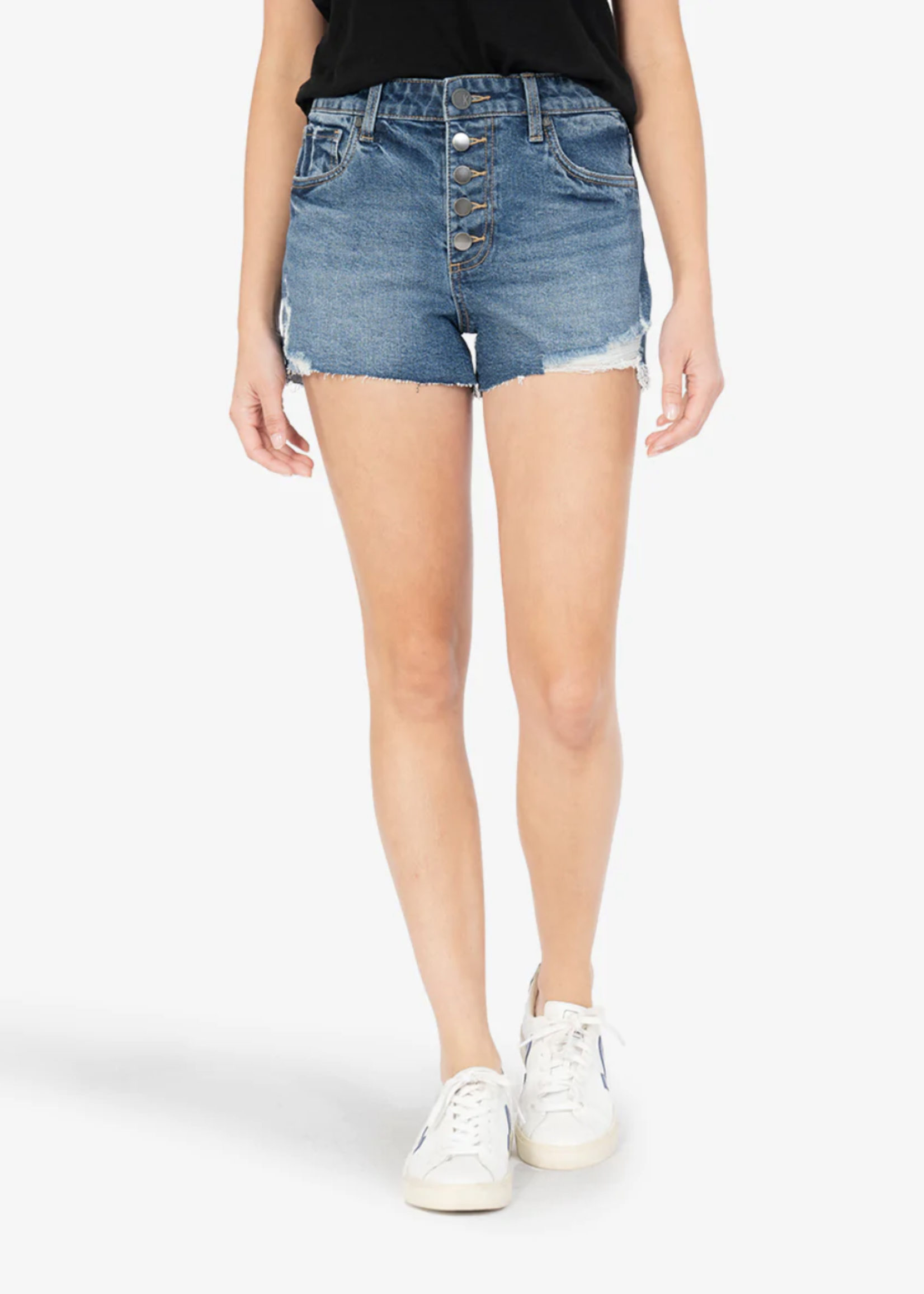 KUT JANE HIGH RISE SHORT W/ EXPOSED BUTTON