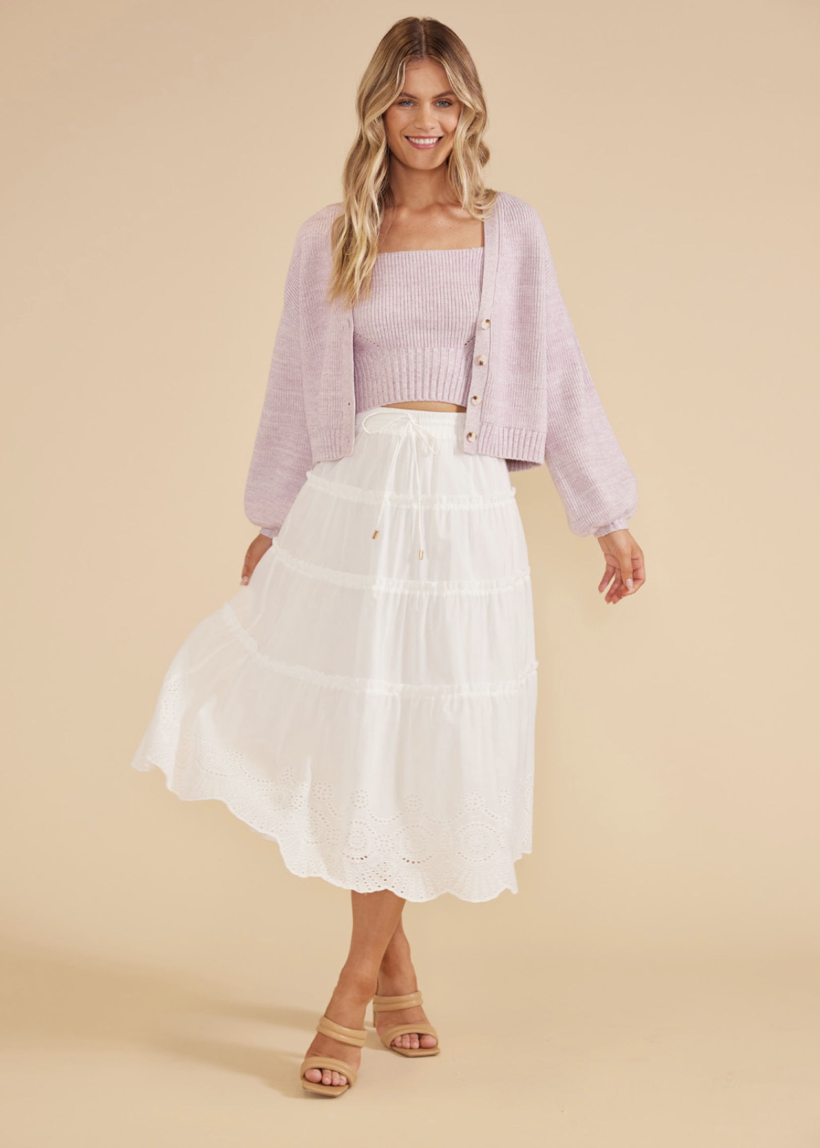 MINKPINK STARLING TIERED MIDI SKIRT