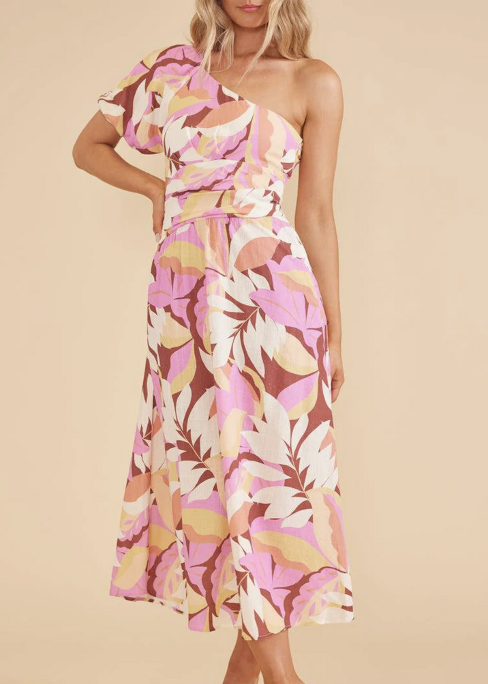 MINKPINK KALI ONE SHOULDER MIDI DRESS