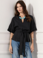 FIFTEEN TWENTY BELTED V-NECK TOP