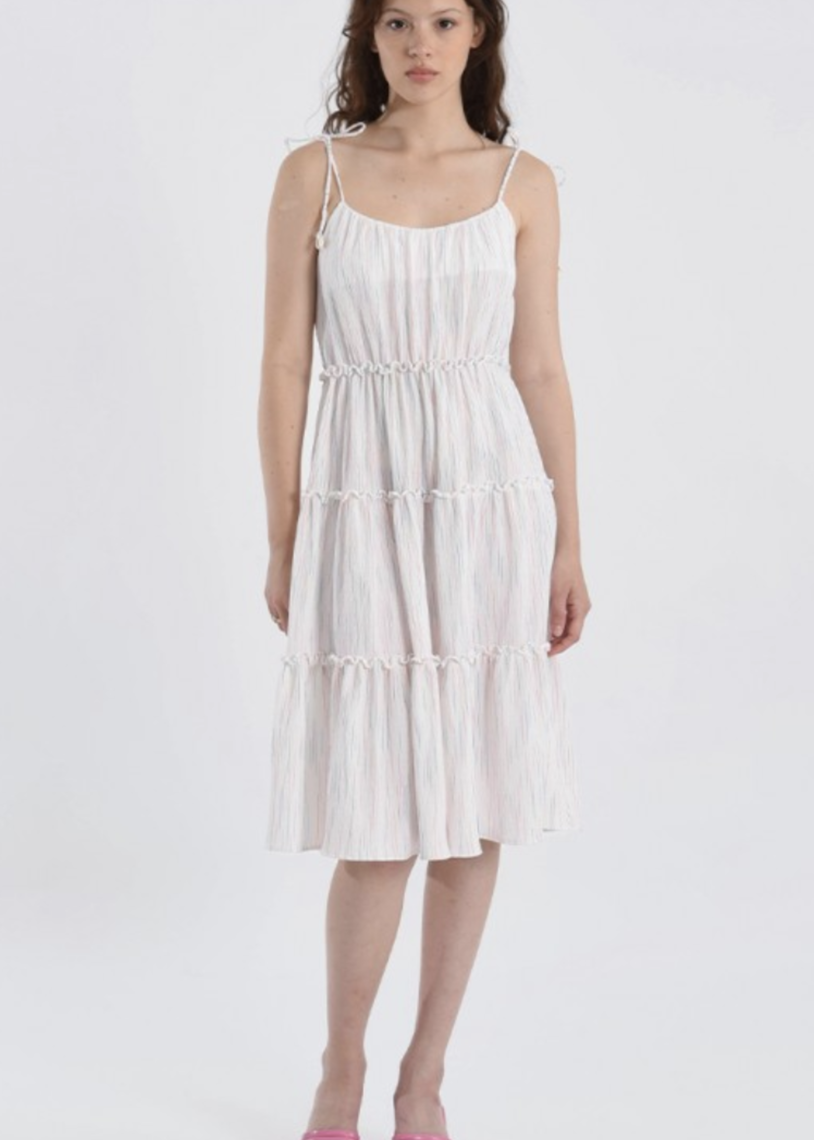 MOLLY BRACKEN FIT AND FLARE EMBOSSED DRESS