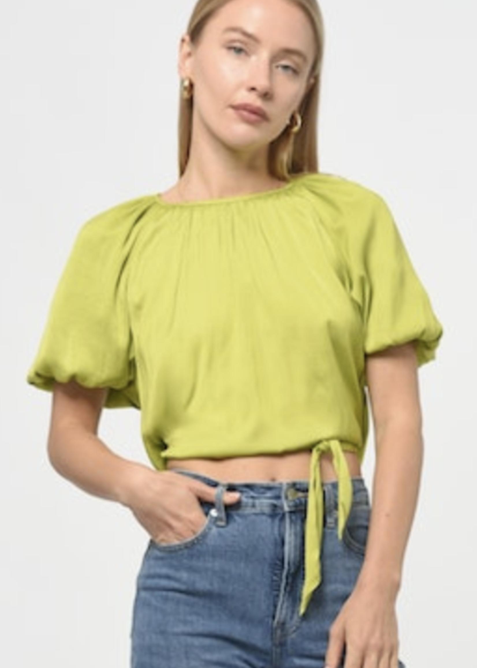 NADIA TIE BAK BALLON SLEEVE TOP