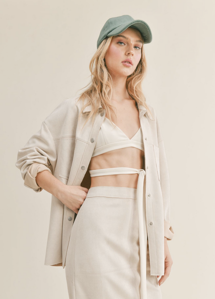 SAGE THE LABEL THE GALLERY SUEDE OVERSIZED SHIRT