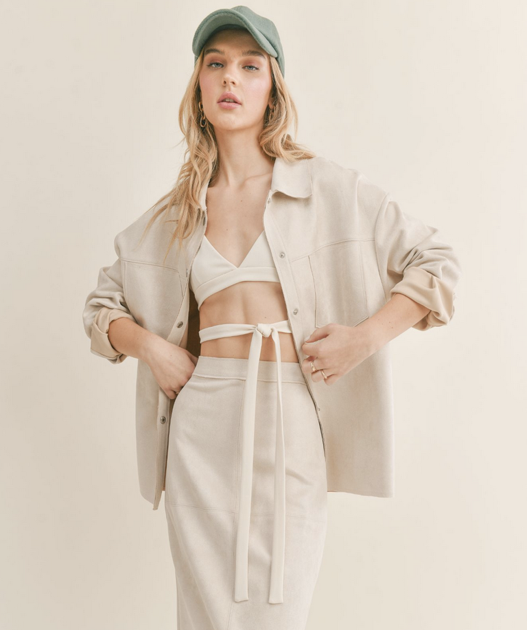 SAGE THE LABEL THE GALLERY SUEDE OVERSIZED SHIRT
