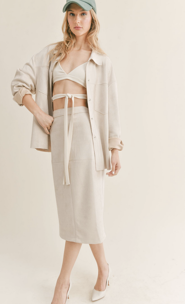 SAGE THE LABEL THE GALLERY SUEDE OVERSIZED SHIRT