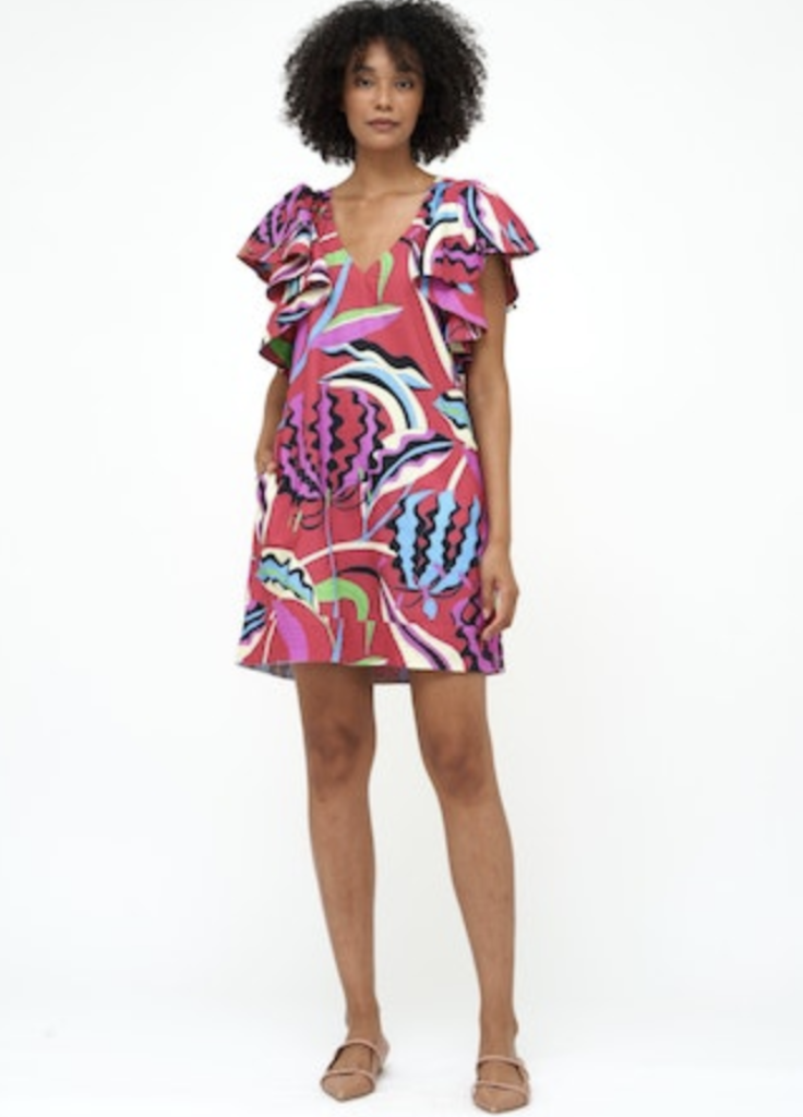 OLIPHANT FLIRTY V-NECK SHORT DRESS