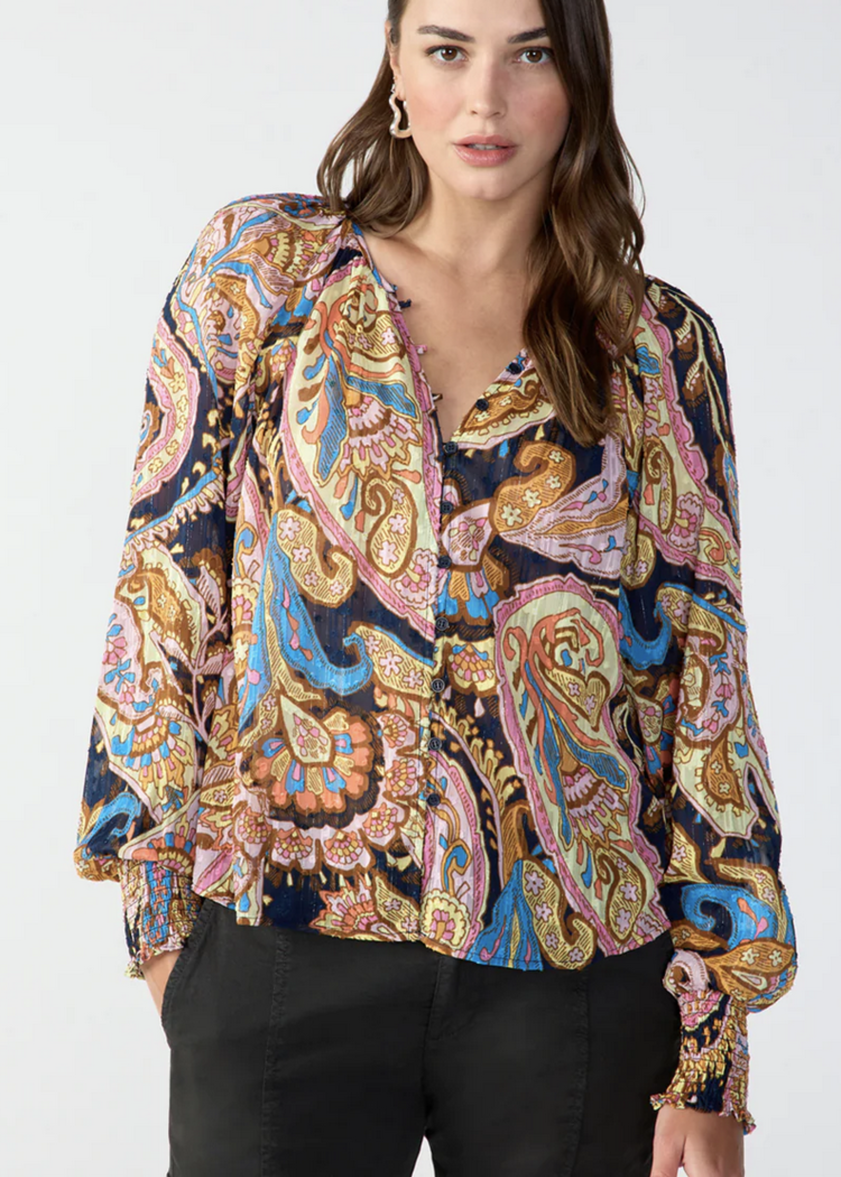 SANCTUARY RELAXED BUTTON BLOUSE