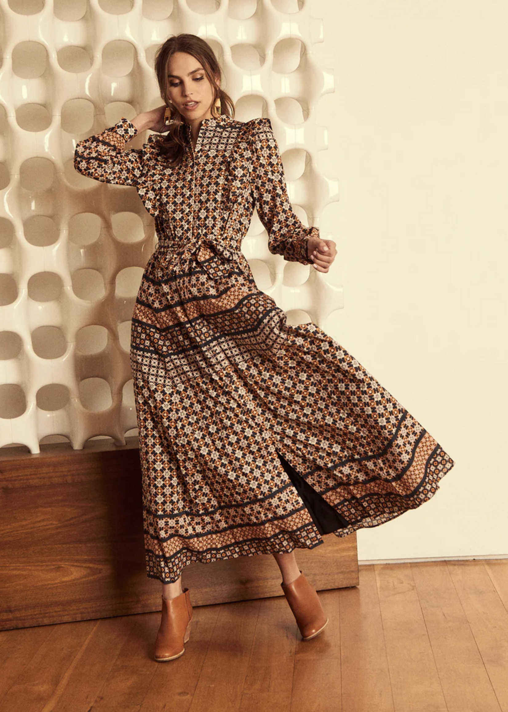 CABALLERO FAYE AUTUMN TILE DRESS