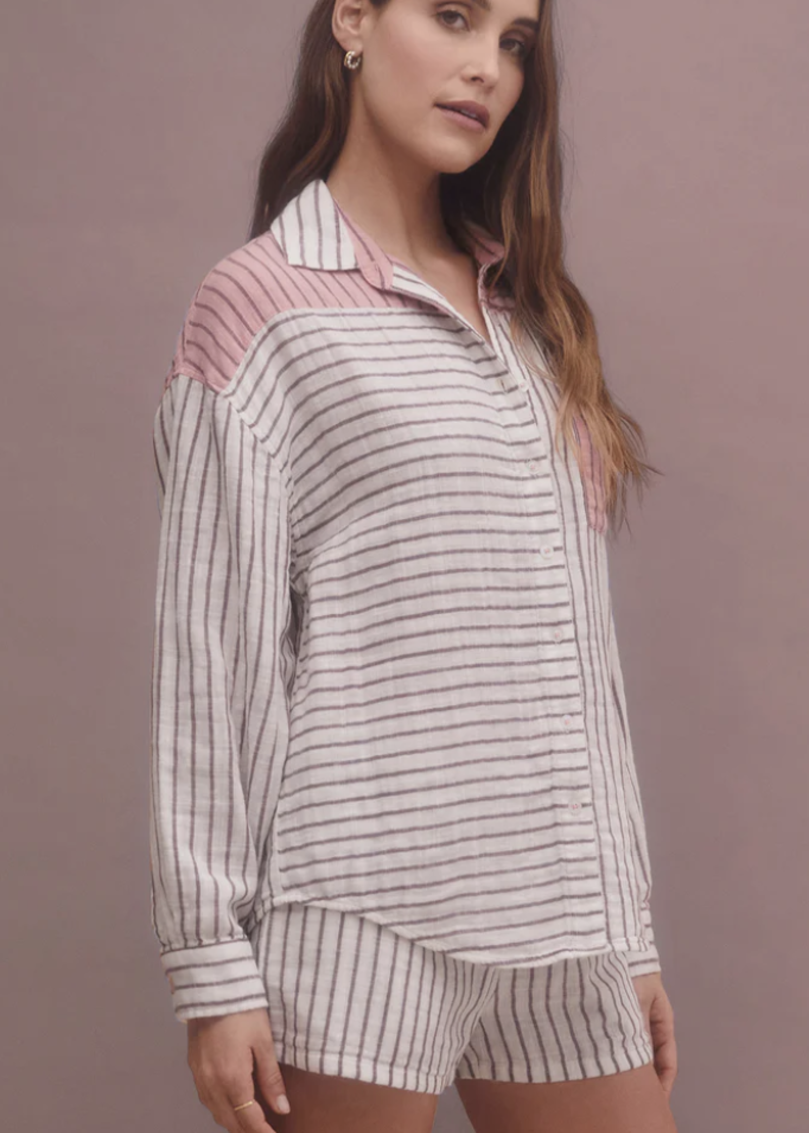 Z SUPPLY LOUNGE ALL MIXED UP STRIPE SHIRT