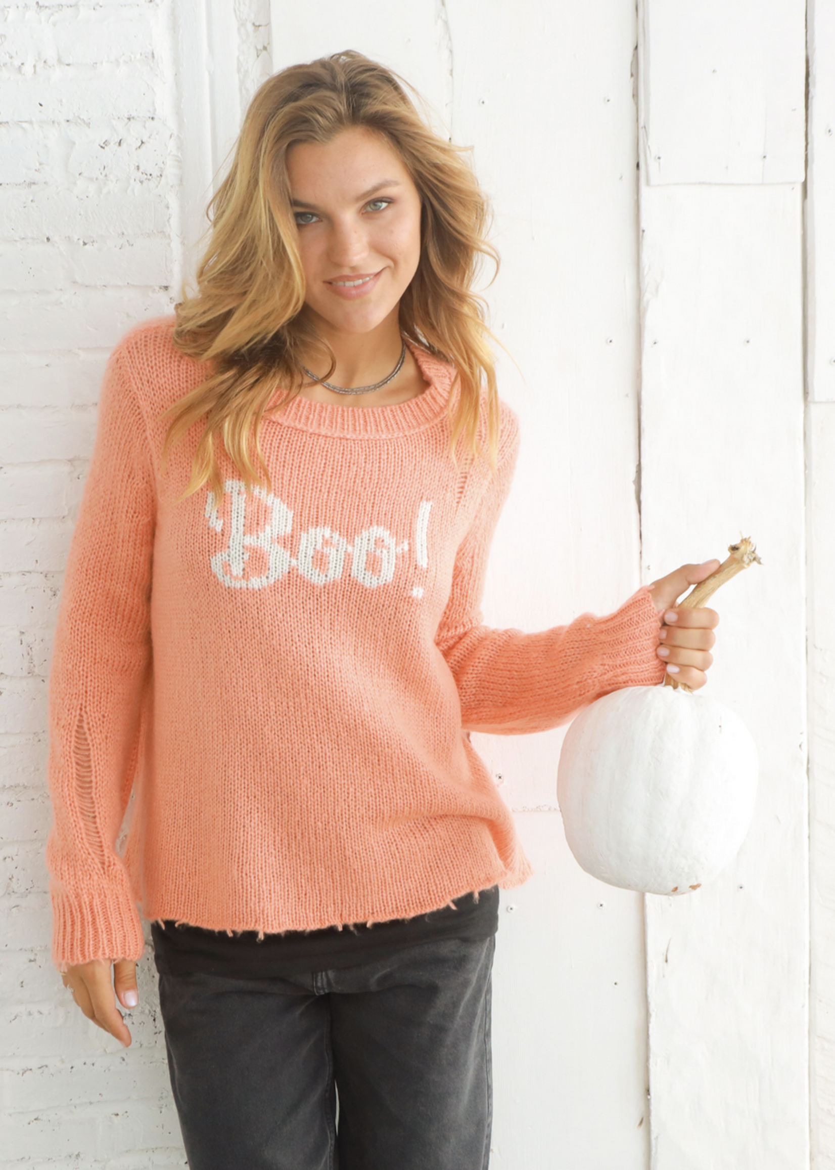 WOODEN SHIPS BOO CREW SWEATER