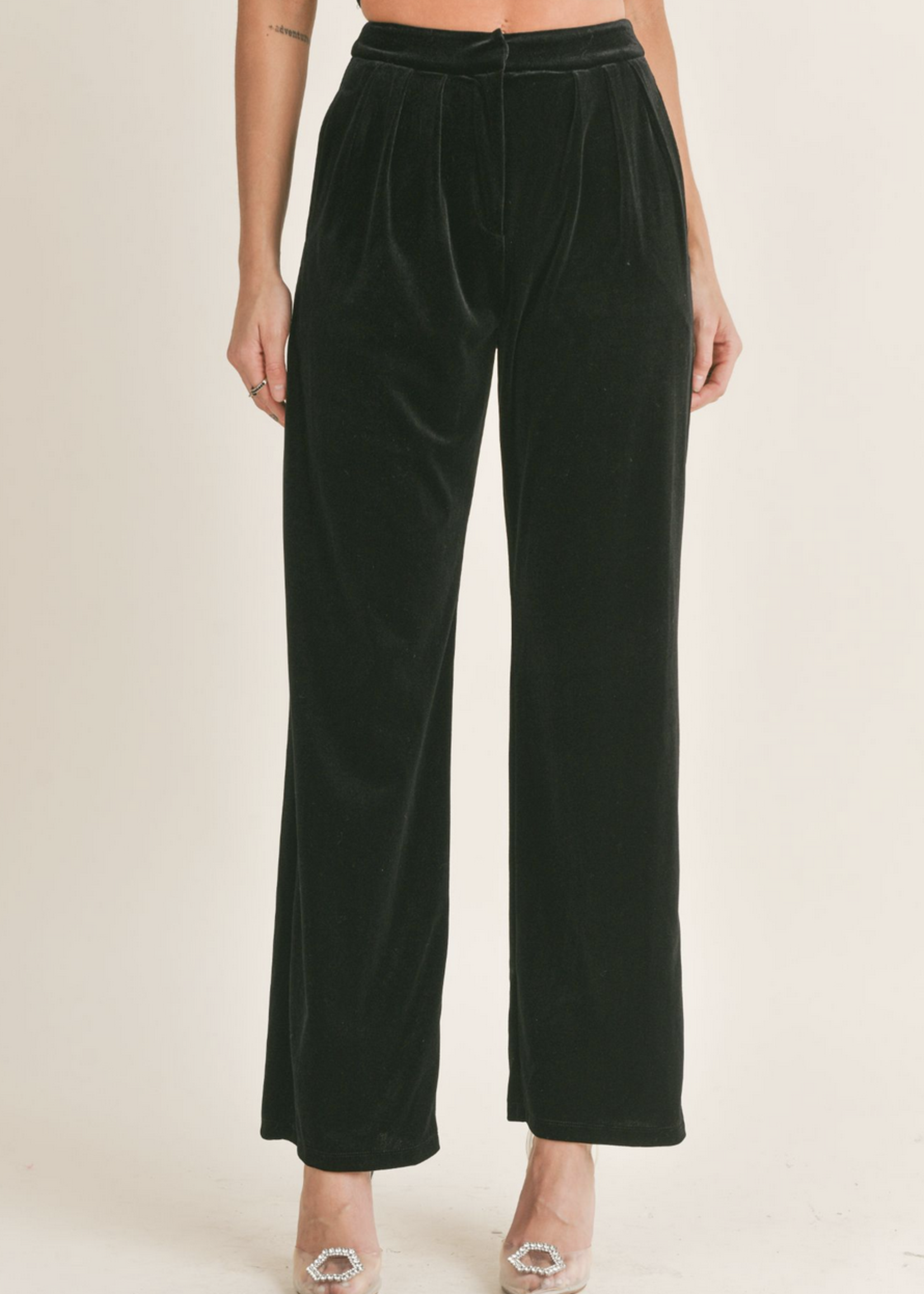 SAGE THE LABEL HIGH VOLTAGE PLEATED VELVET PANTS