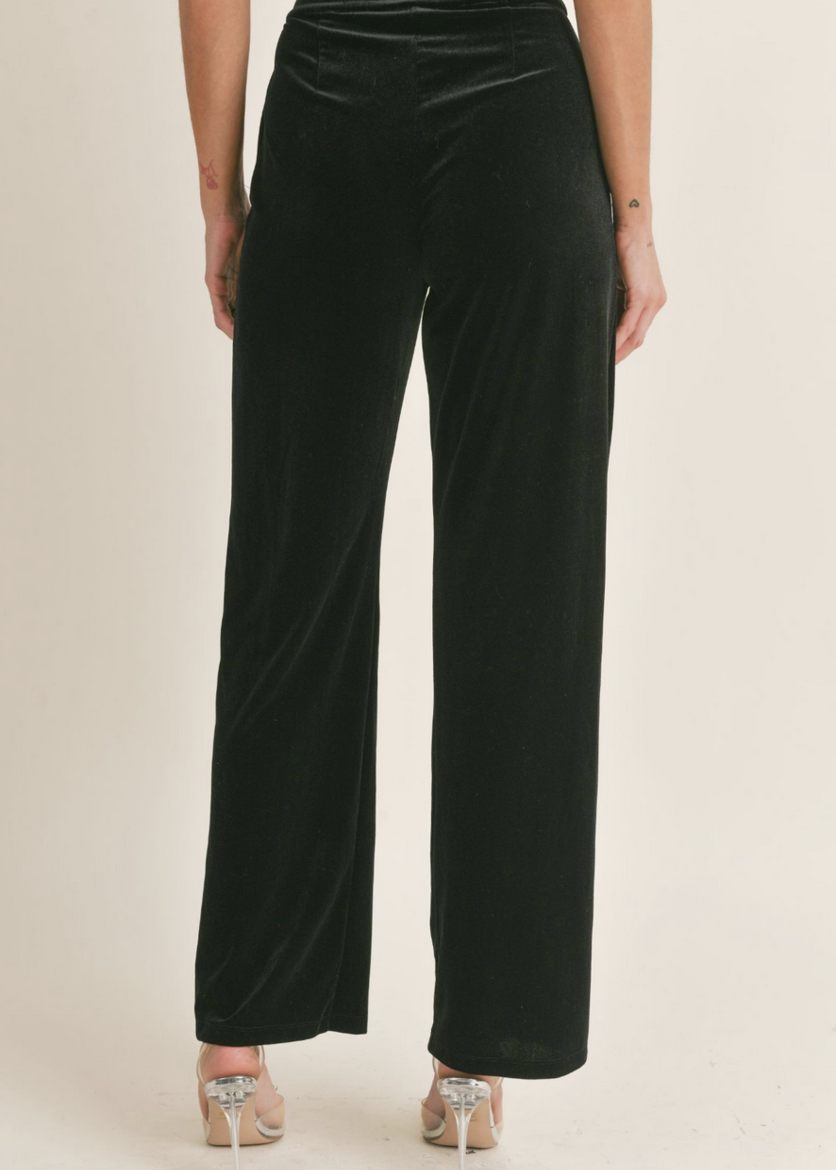 SAGE THE LABEL HIGH VOLTAGE PLEATED VELVET PANTS