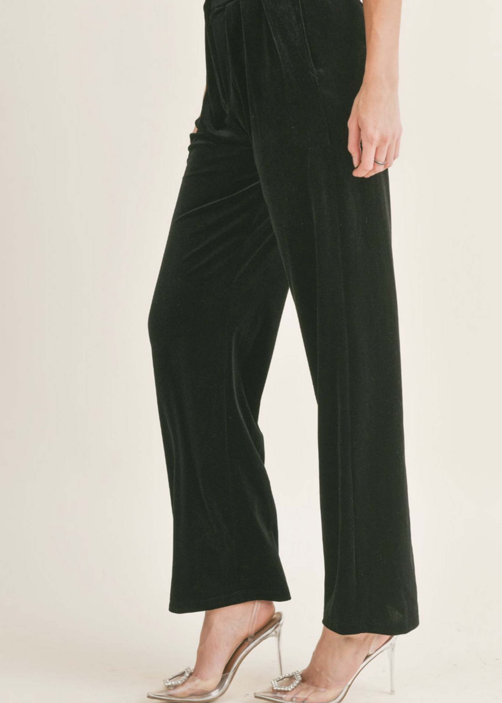 SAGE THE LABEL HIGH VOLTAGE PLEATED VELVET PANTS