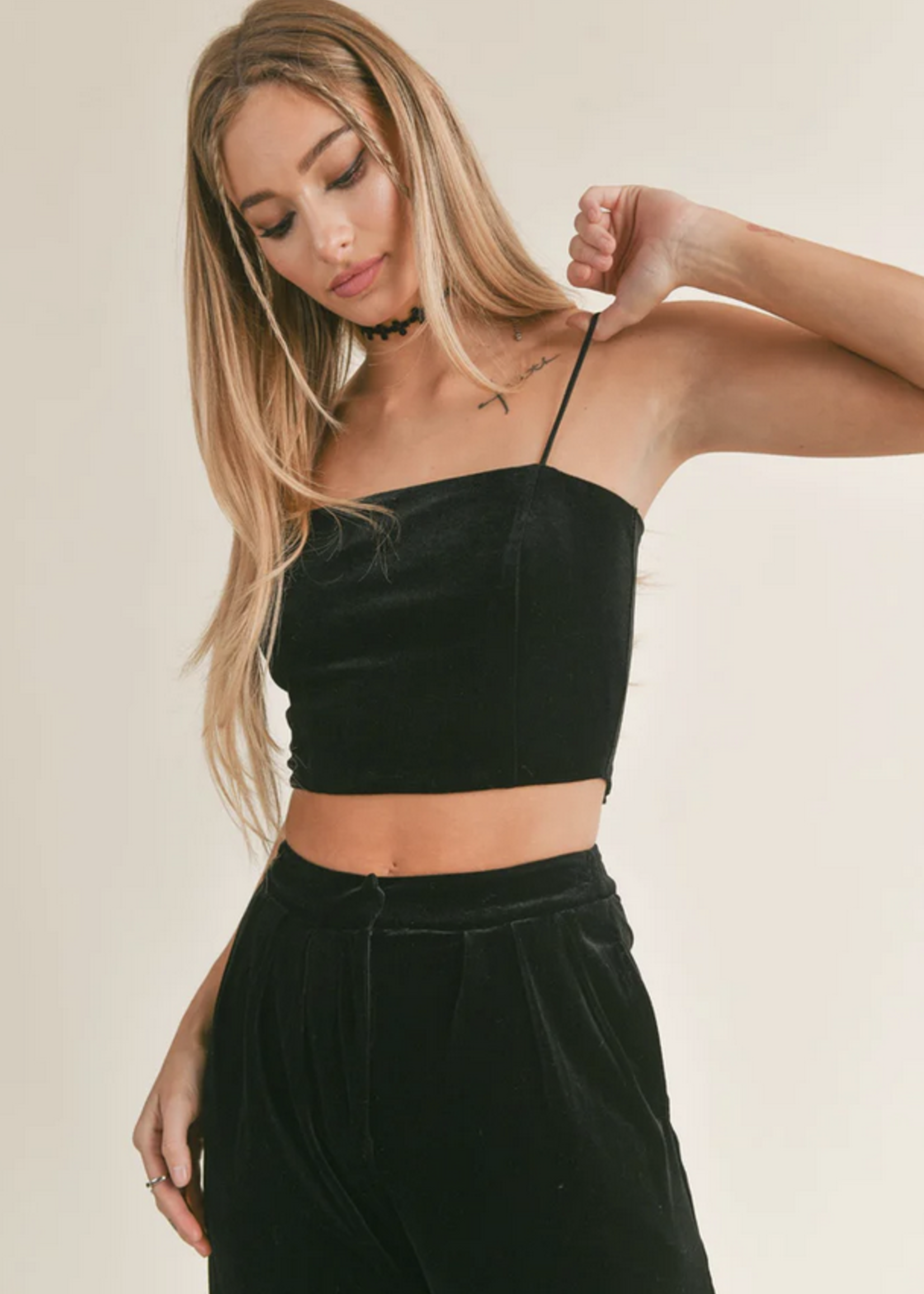 SAGE THE LABEL HIGH VOLTAGE VELVET CROPPED CAMI