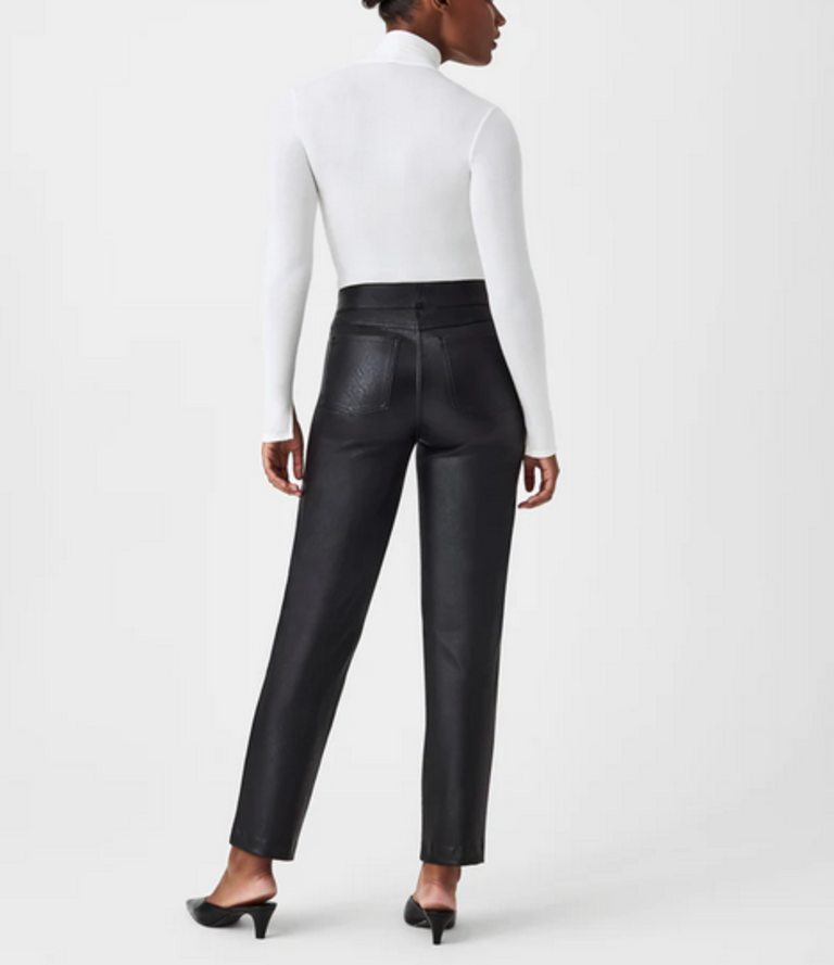 SPANX LEATHER-LIKE SLIM STRAIGHT PANT