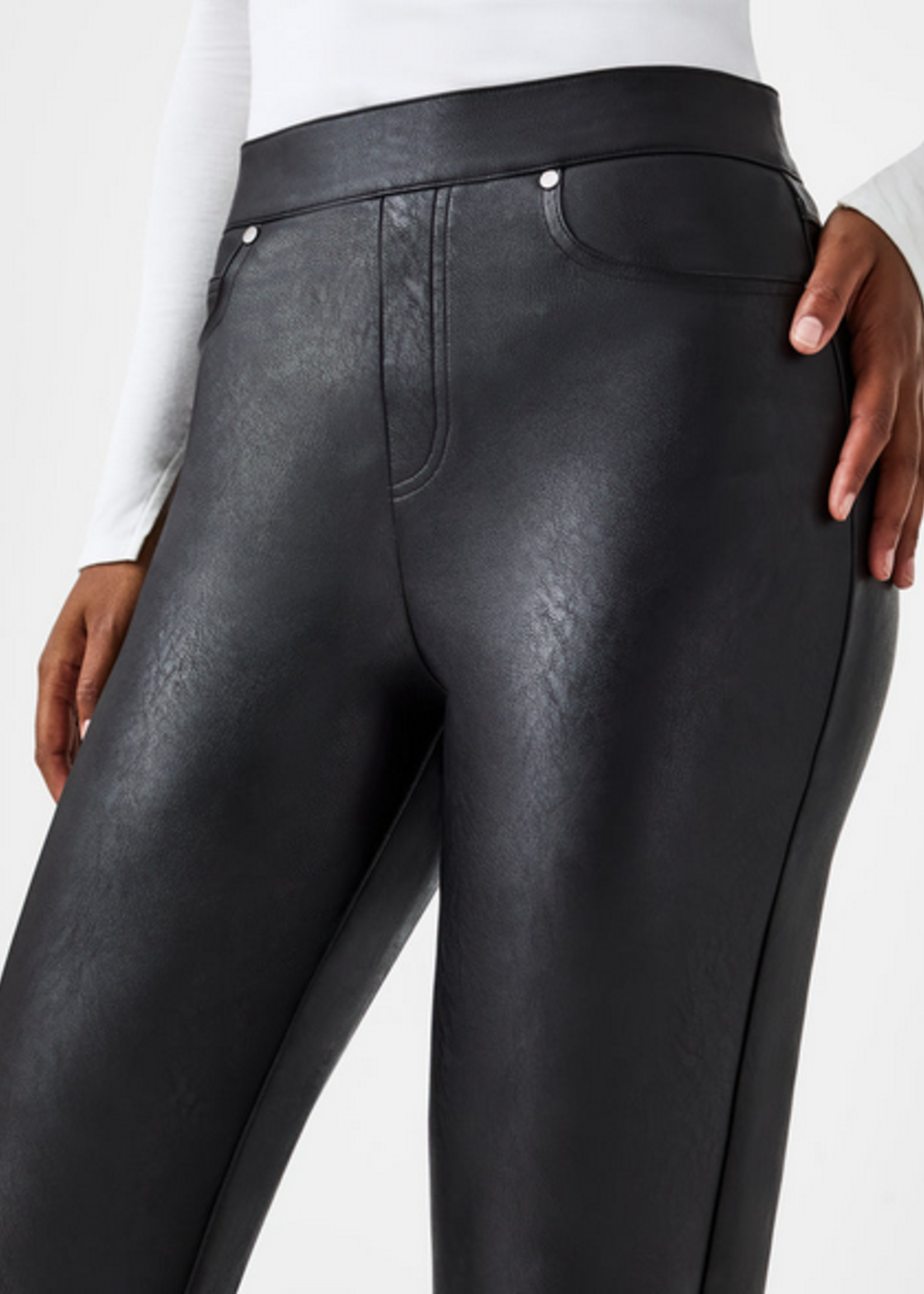 SPANX LEATHER-LIKE SLIM STRAIGHT PANT