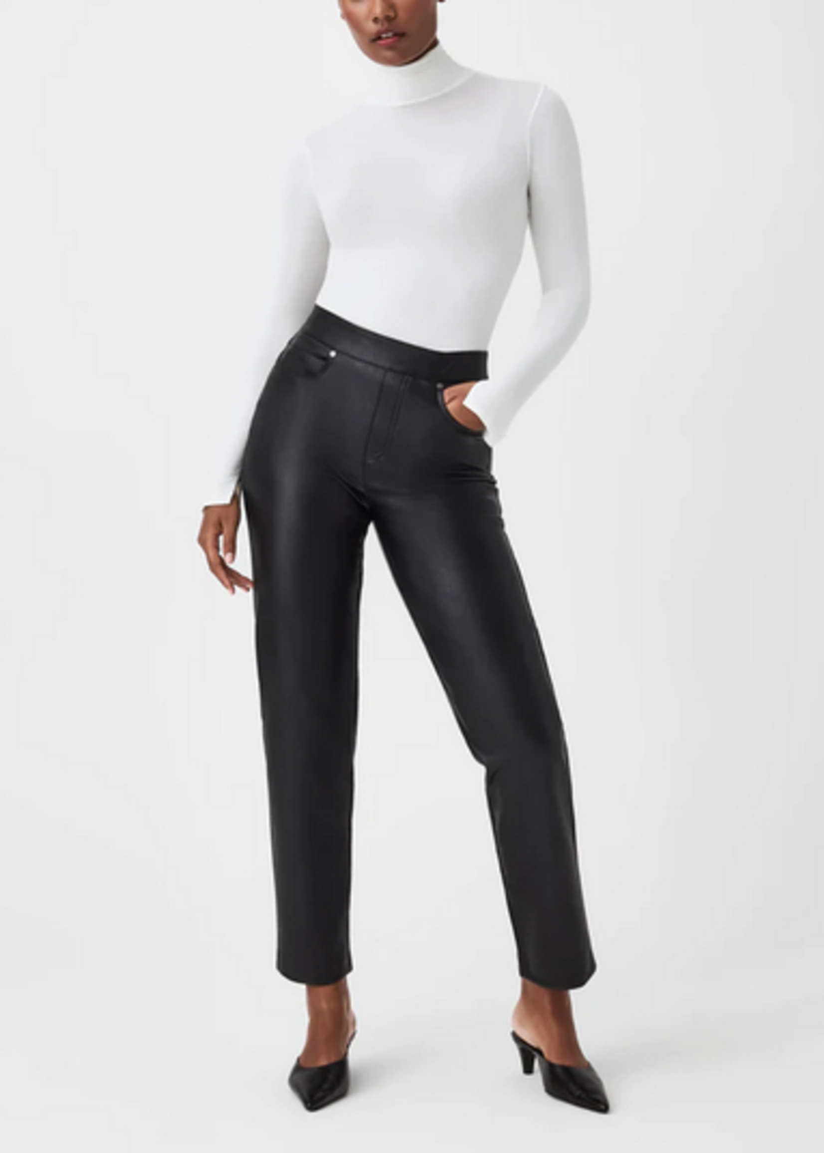 SPANX LEATHER-LIKE SLIM STRAIGHT PANT