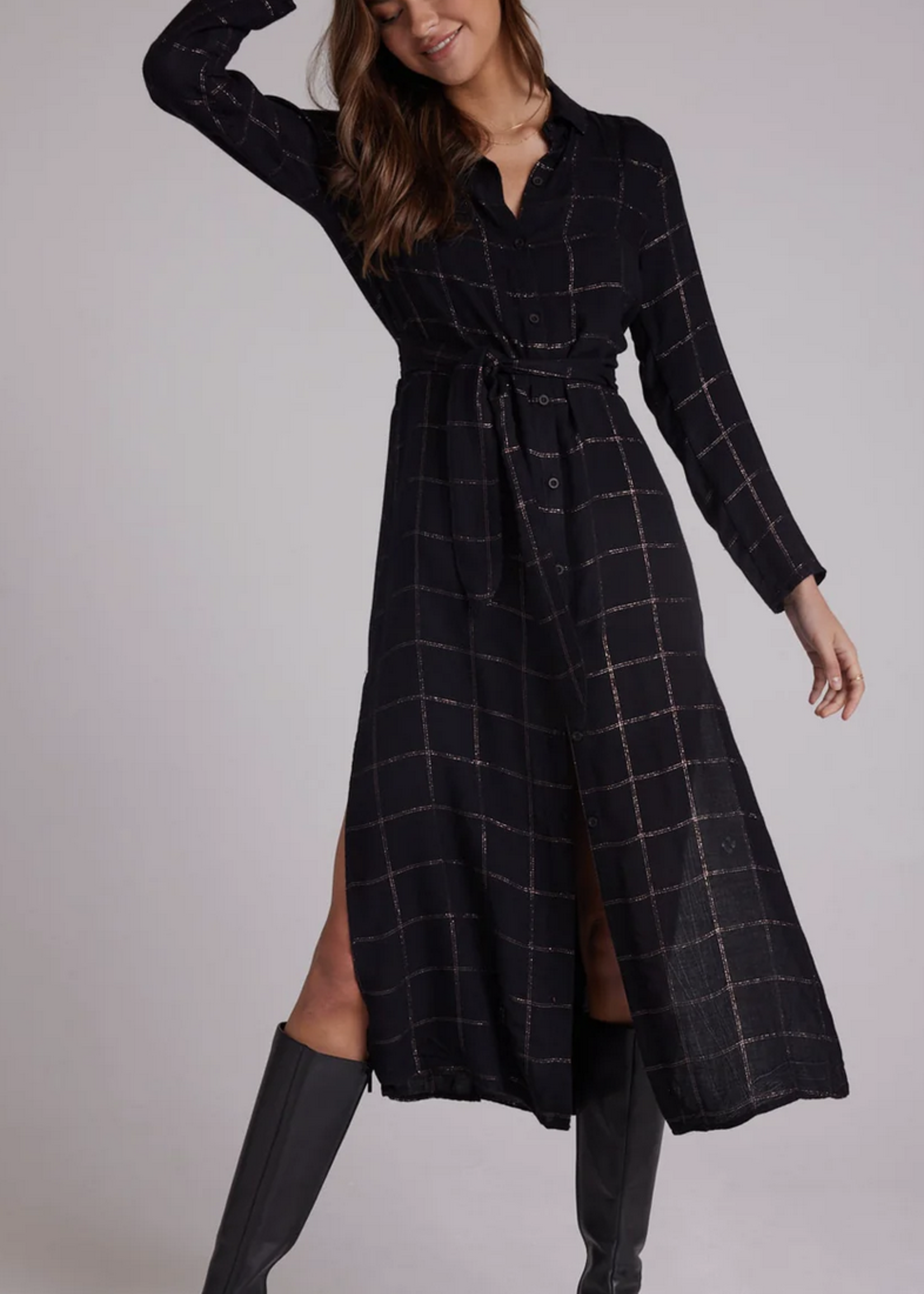 BELLA DAHL MAXI SHIRT DRESS WITH SMOCKED WAIST