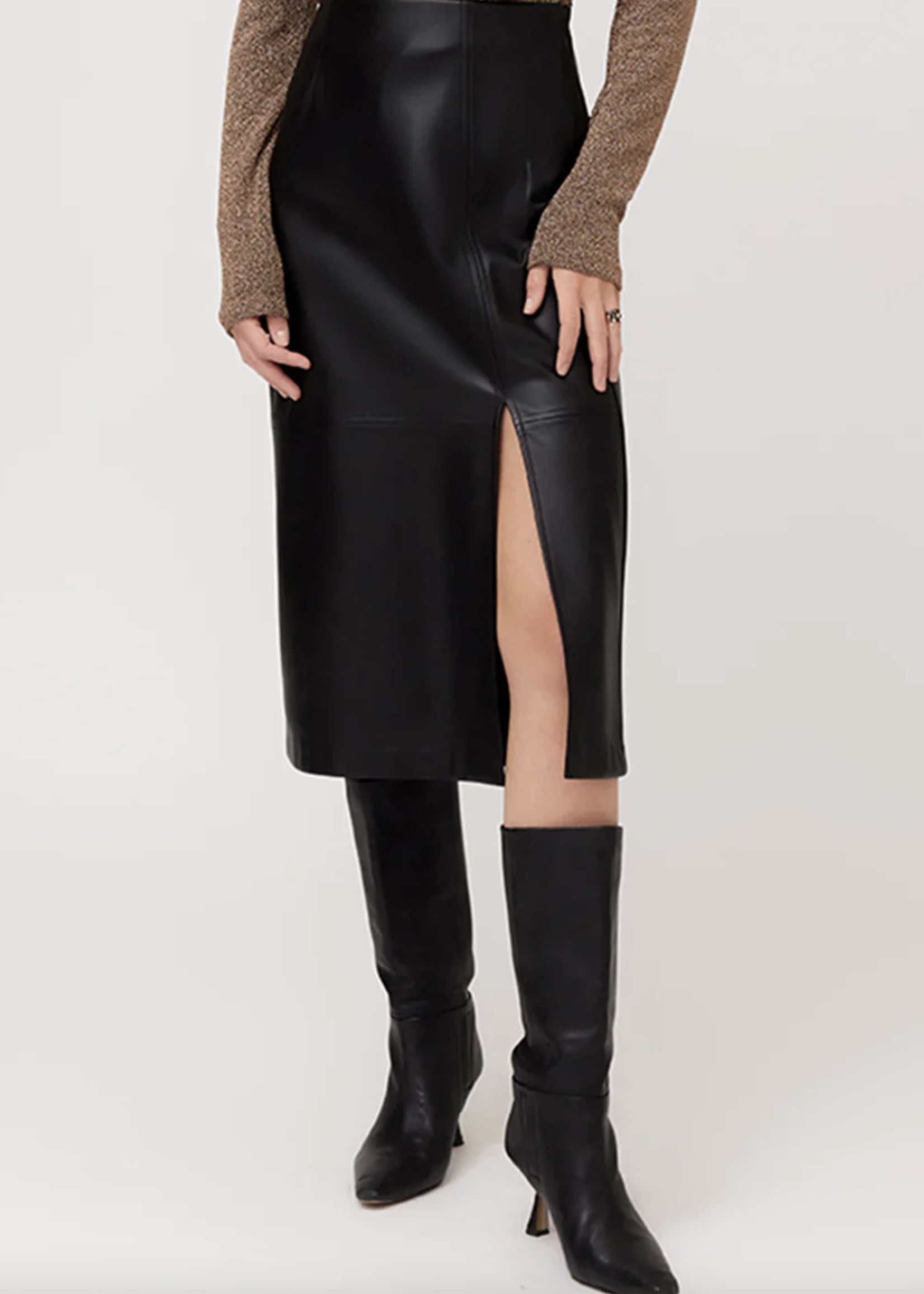 FIFTEEN TWENTY FRONT SLIT MIDI SKIRT