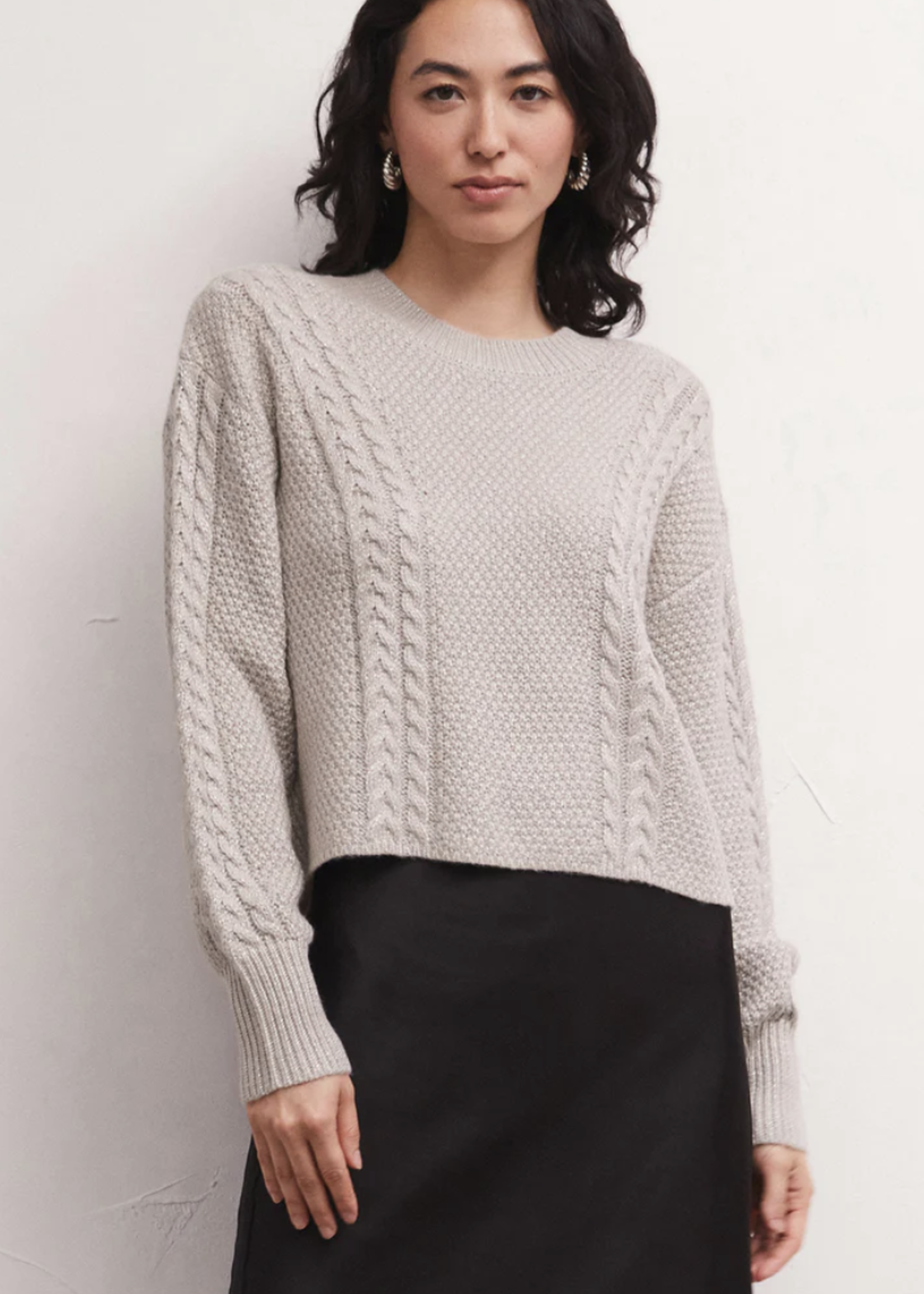 Z SUPPLY ETERNAL METALLIC CABLE SWEATER