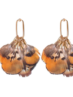 ST. ARMANDS OF DESIGNS OF SARASOTA QUAIL FEATHER STATEMENT TASSEL EARRINGS