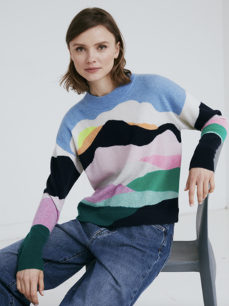 PEAKS AND VALLEYS INTARSIA CREW