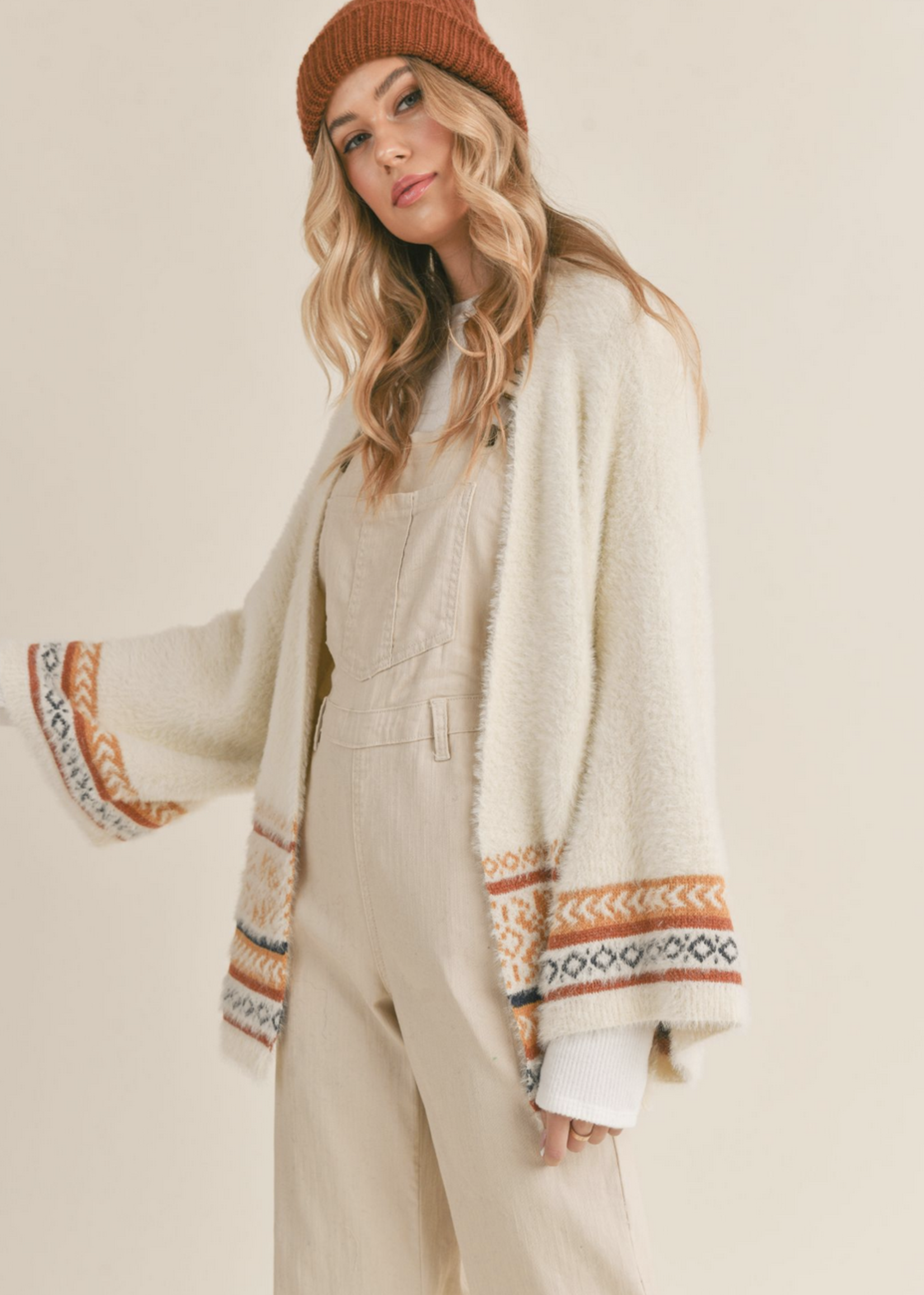 Warm top fuzzy cardigan