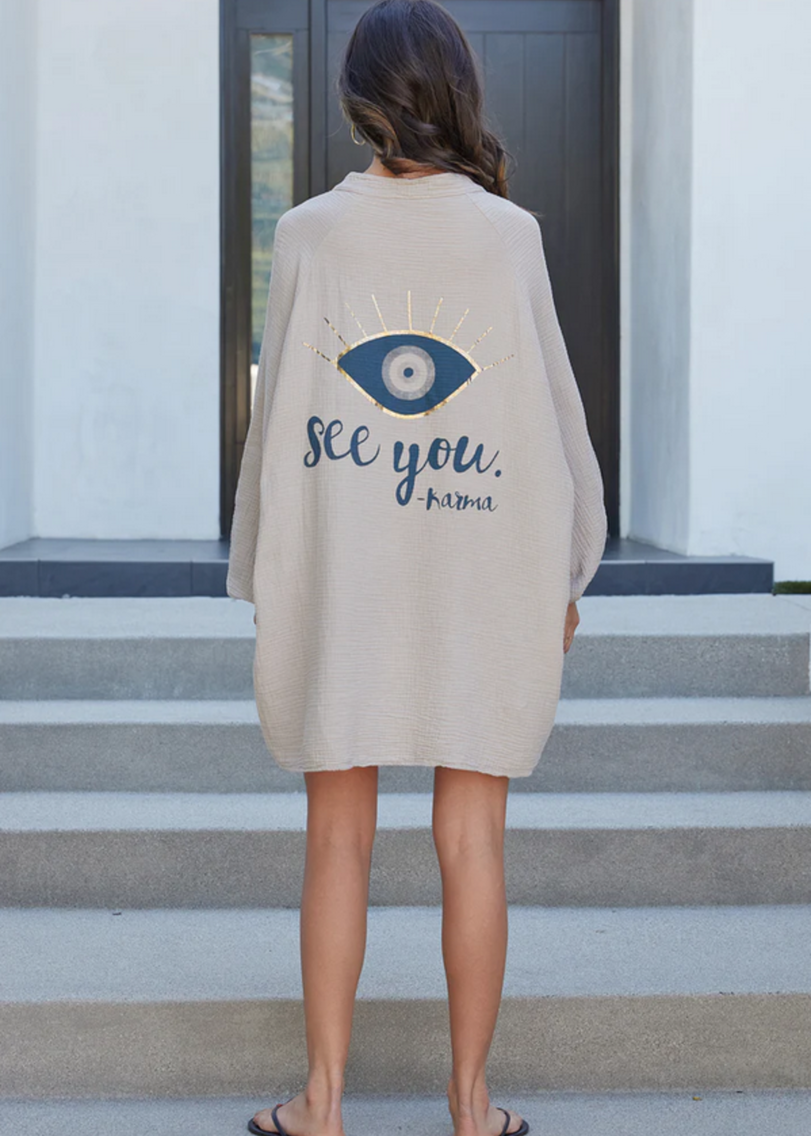 MILIO MILANO "EYE" SEE YOU COTTON GAUZE OVERSIZED SHIRT