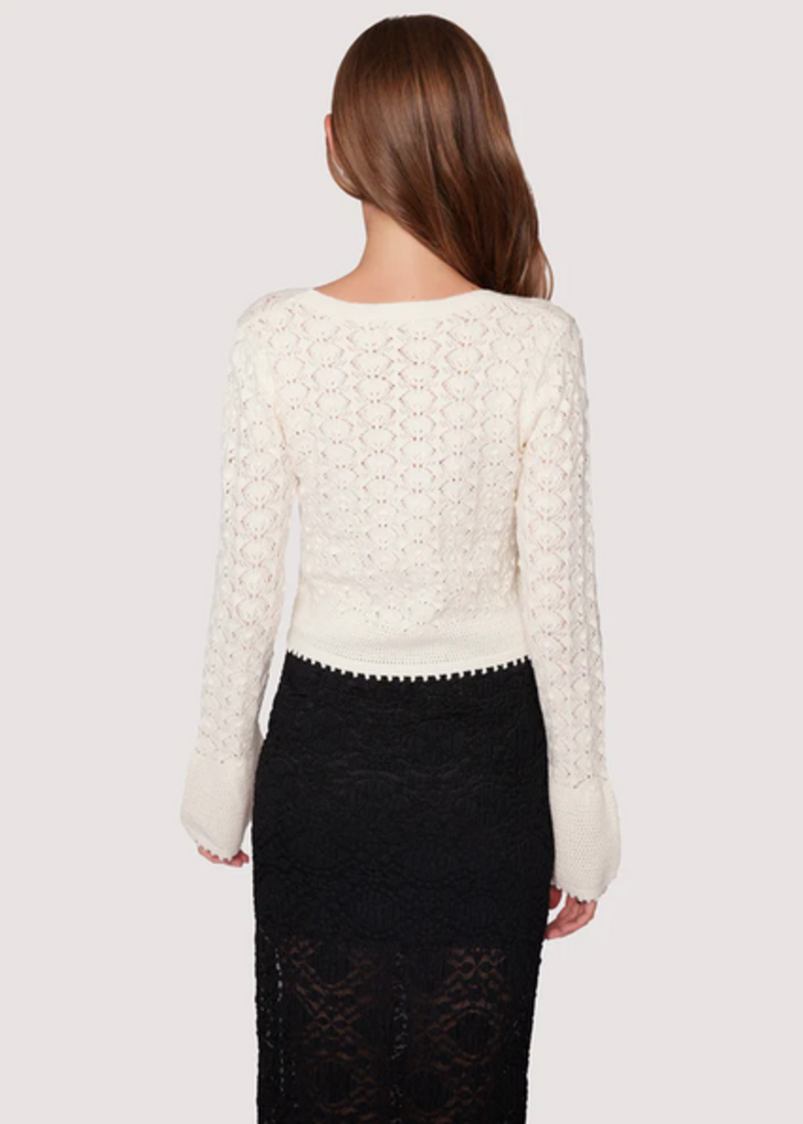 LOST & WANDER SERENA POINTELLE KNIT SQUARE NECK TOP