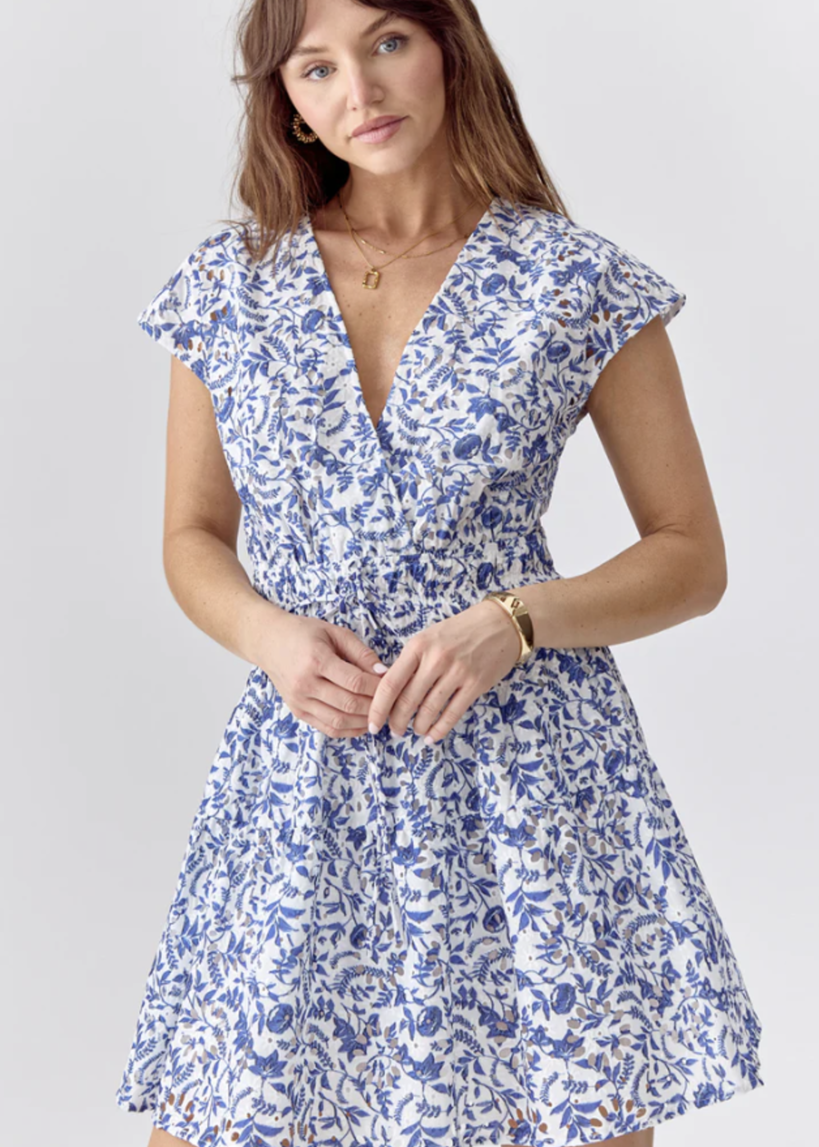 SAVANAH EYELET PRINTED DRESS