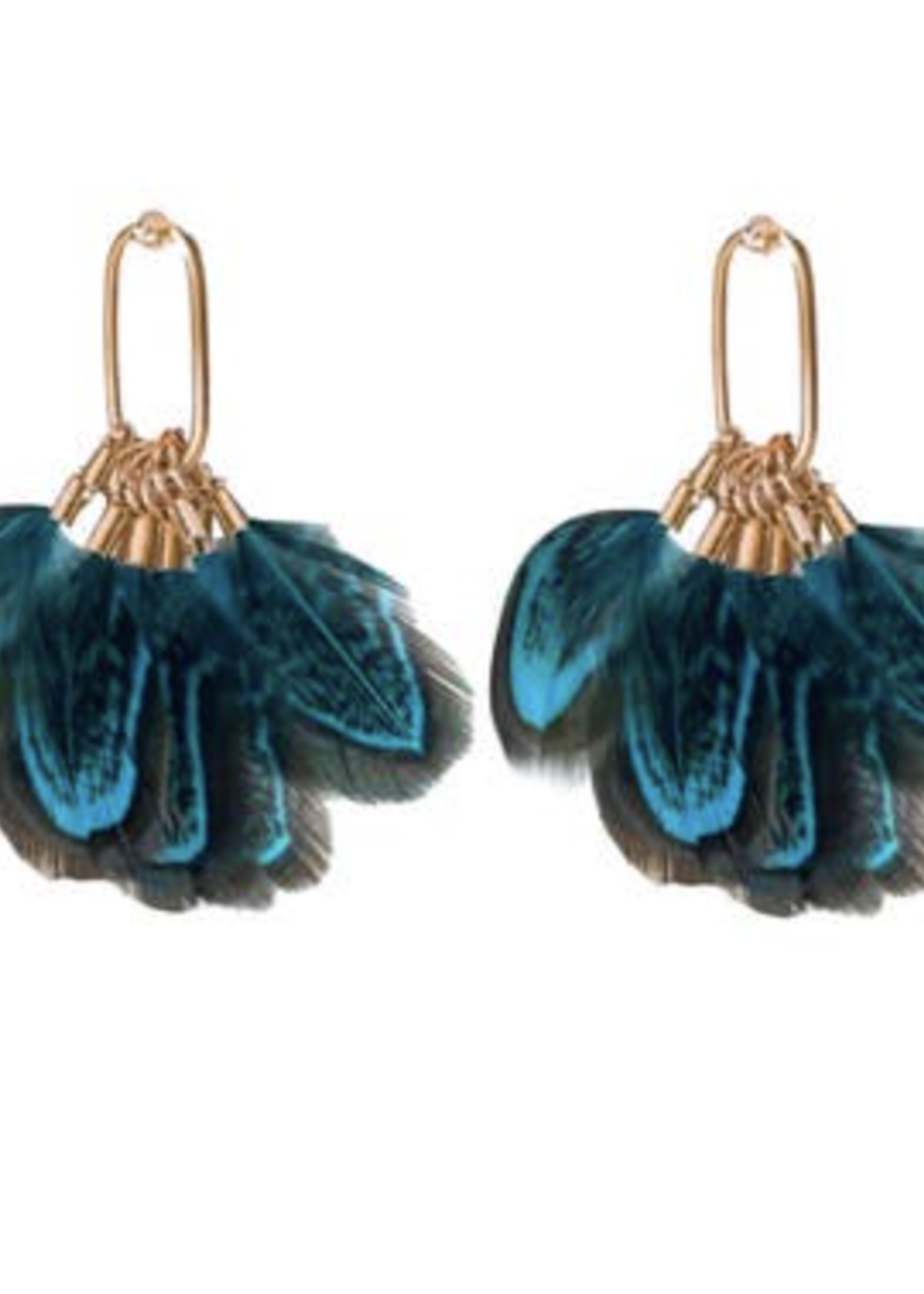 ST. ARMANDS OF DESIGNS OF SARASOTA PEACOCK FEATHER STATEMENT TASSEL EARRINGS