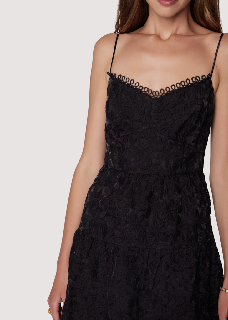 LOST & WANDER MADONNA BLOSSOM ORGANZA TIER MIDI DRESS