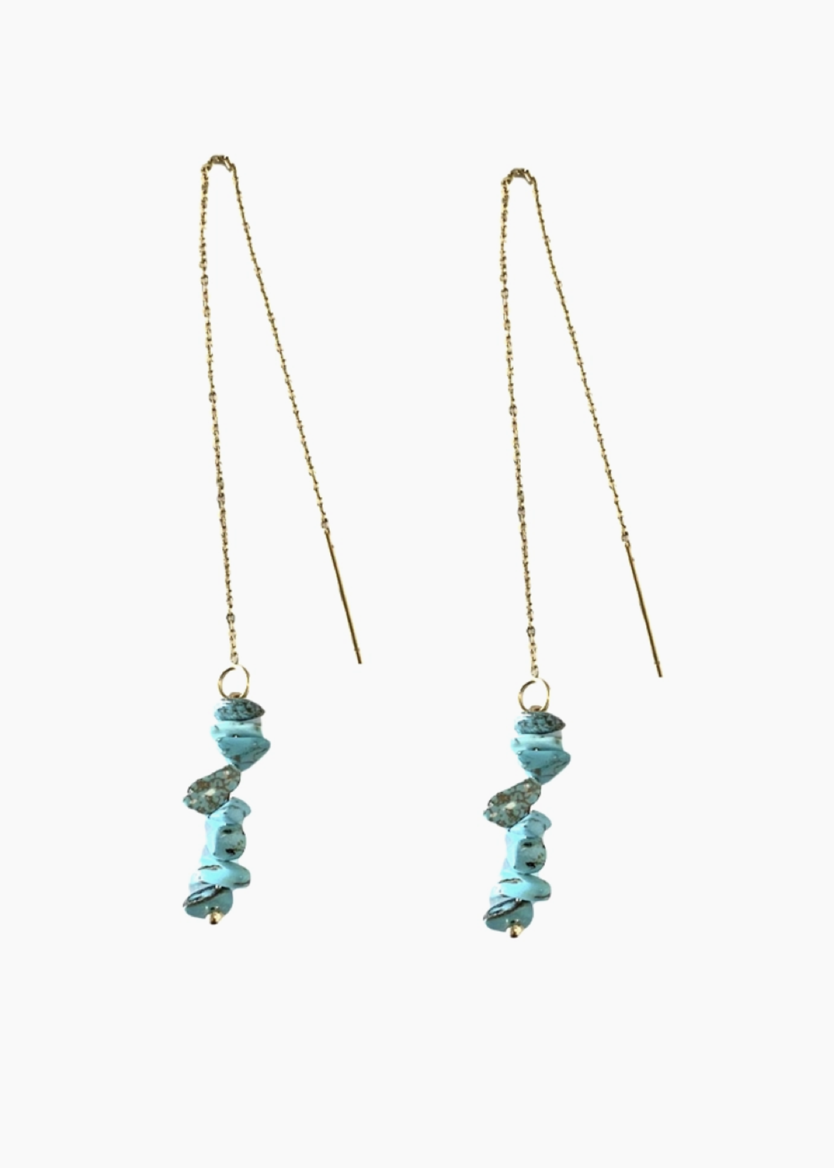 ST. ARMANDS OF DESIGNS OF SARASOTA TURQUOISE STACKED STATEMENT THREADER EARRINGS